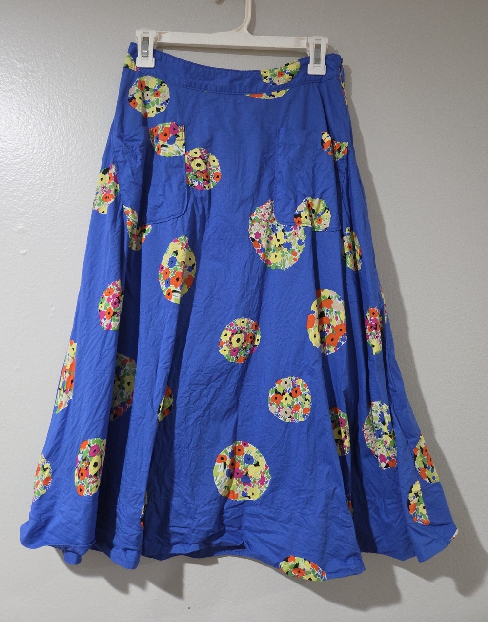 Anthropologie Royal Blue Circle Floral Skirt